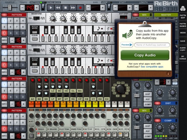 Rebirth iPad Audiocopy